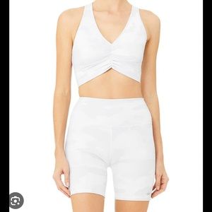 All yoga camo vapor biker and sports bra set